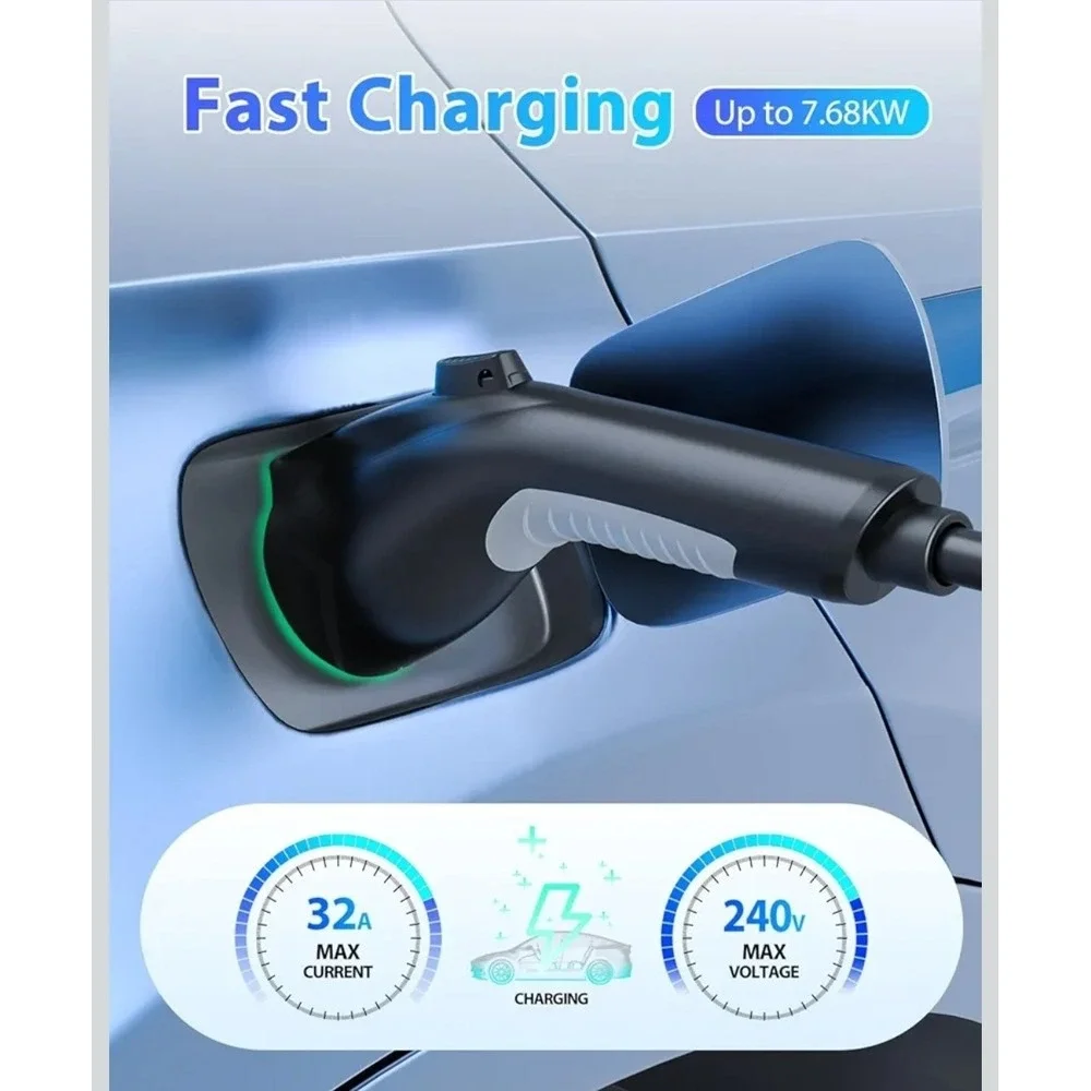 EV Charger Extension Cable 40ft 32 Amp J1772 Compatible 110V-240V EVDANCE